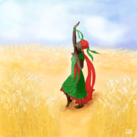 Dancing woman in the fields